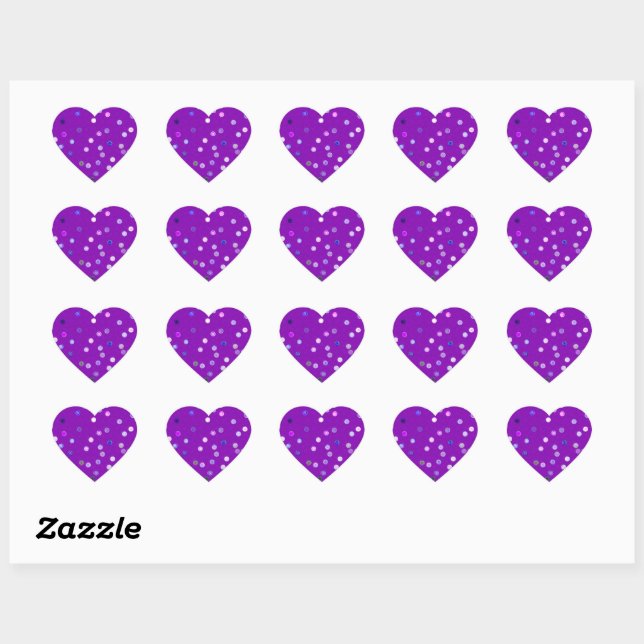 Twisty Polka Dot Spirals Purple Heart Stickers (Blatt)
