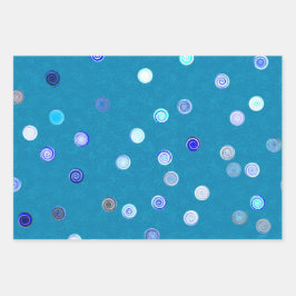 Twisty Polka Dot Spirals Tri-Color Gift wrap (BPP) Geschenkpapier Set