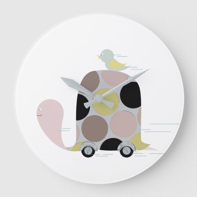 Twitter auf einer Schildkröte Große Wanduhr (Vorderseite)