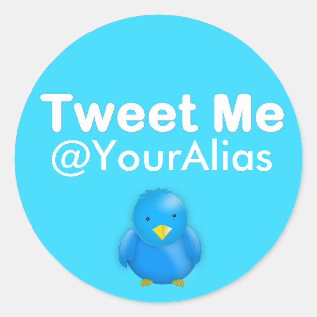 Twitter-Aufkleber: Tweet mir @YourAlias Runder Aufkleber (Vorderseite)