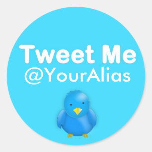 Twitter-Aufkleber: Tweete ich @YourAlias Runder Aufkleber