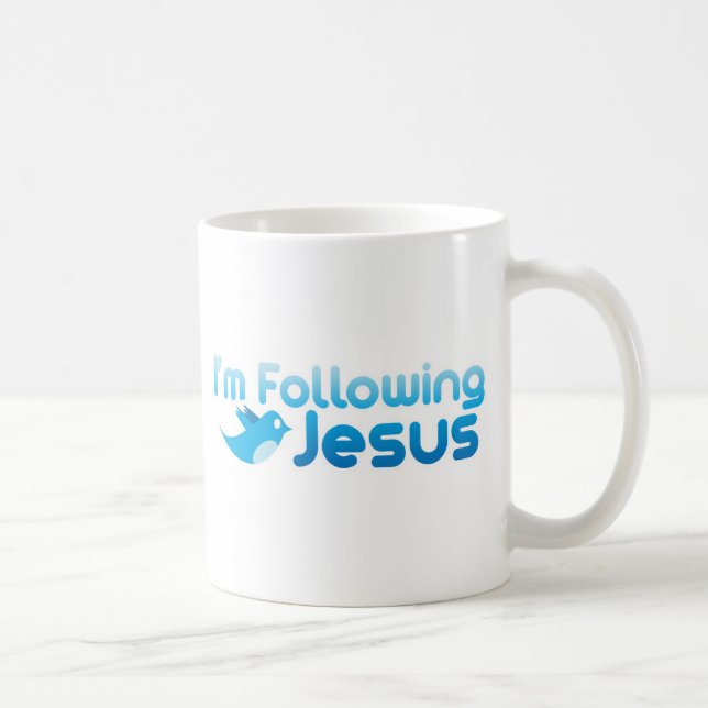 Twitter mir, ich folge Jesus Christus Kaffeetasse (Rechts)