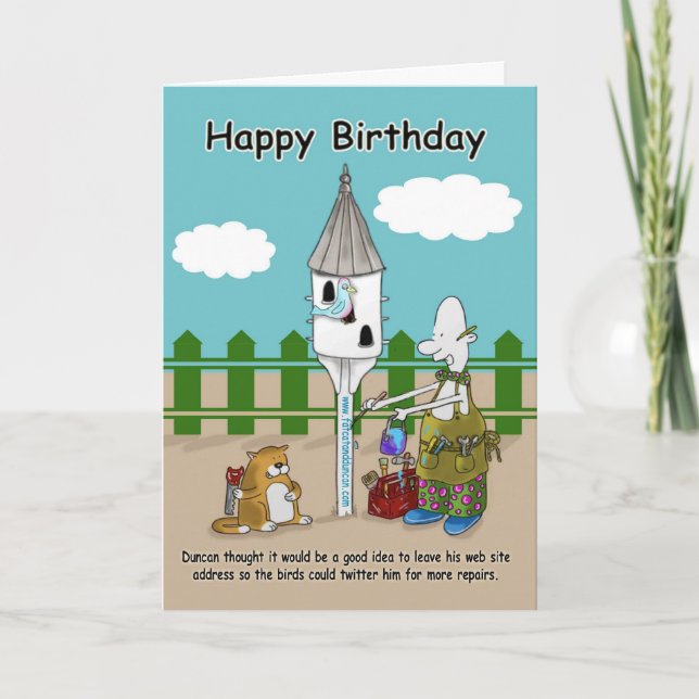 Twitter mir lustige Happy Birthday Card Karte (Vorderseite)