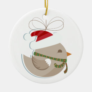Twitter wie Vogel mit Hut/Weihnachtsschmuck Keramik Ornament