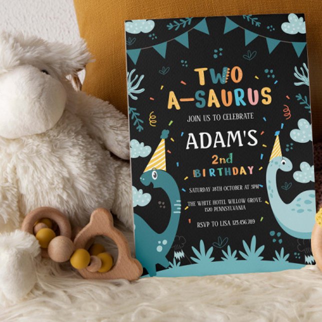 Two-a-saurus 2. Geburtstag Grüner Dinosaurier Einladung (Von Creator hochgeladen)