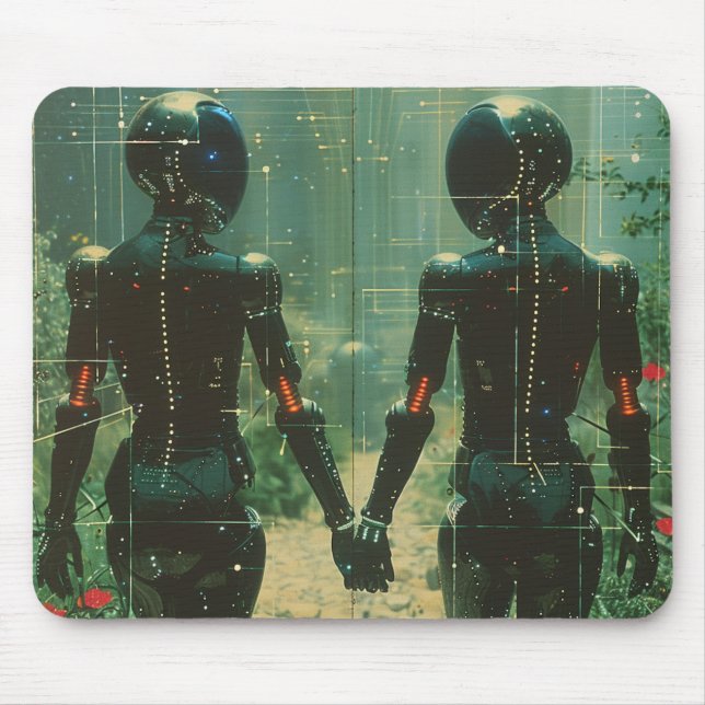 Two Androids Hand-in- Hand Mousepad (Vorne)