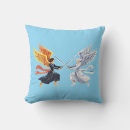Two Angel with large sword with open wings Kissen