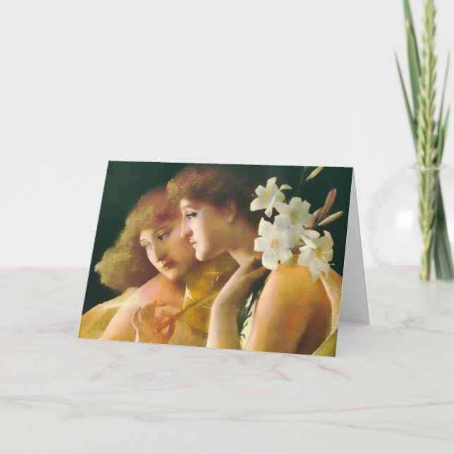 Two Angels Fine Art Card Feiertagskarte (Vorderseite)