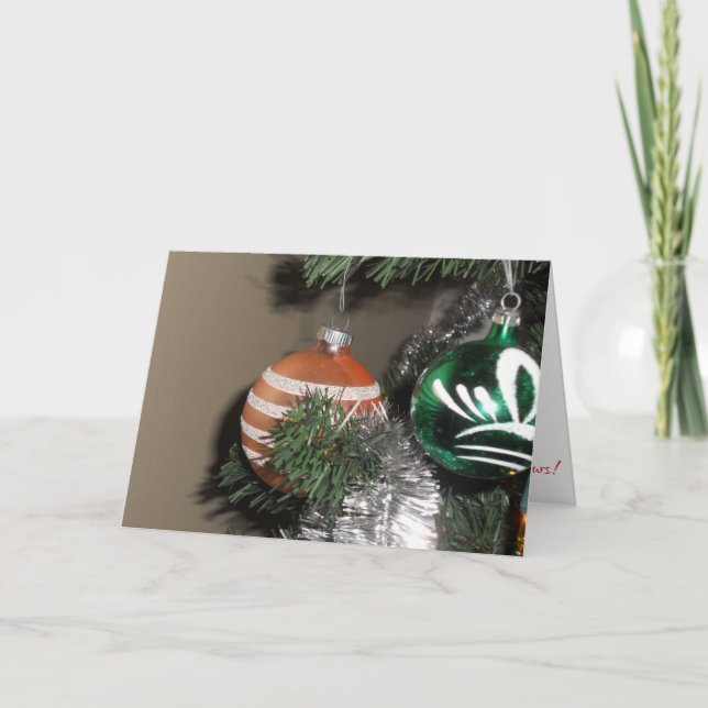 "Two Antique Christmas Tree Ornaments" Card Karte (Vorderseite)