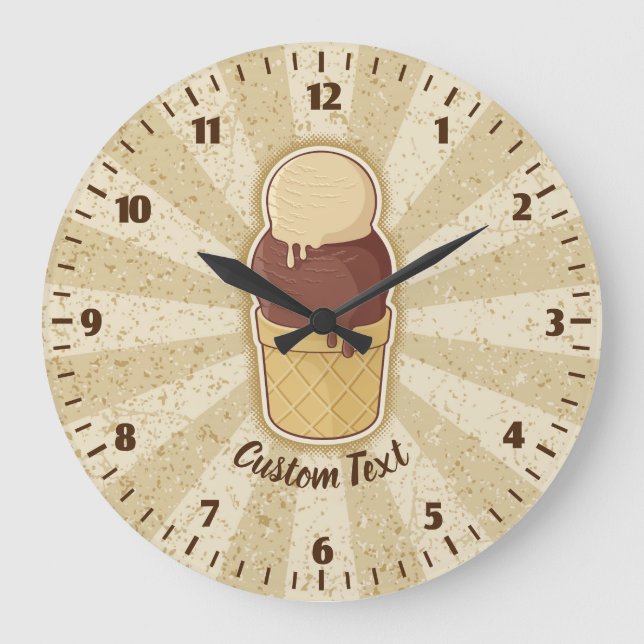Two Balls Ice Cream Cup Large Clock Große Wanduhr (Vorderseite)