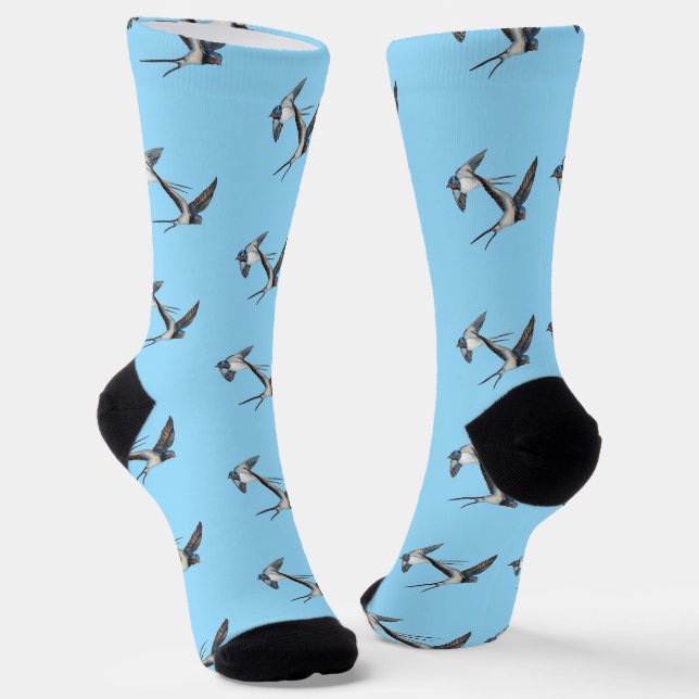 Two Barn Swallows Flying Sustainable Premium Crew  Socken (Gewinkelt)