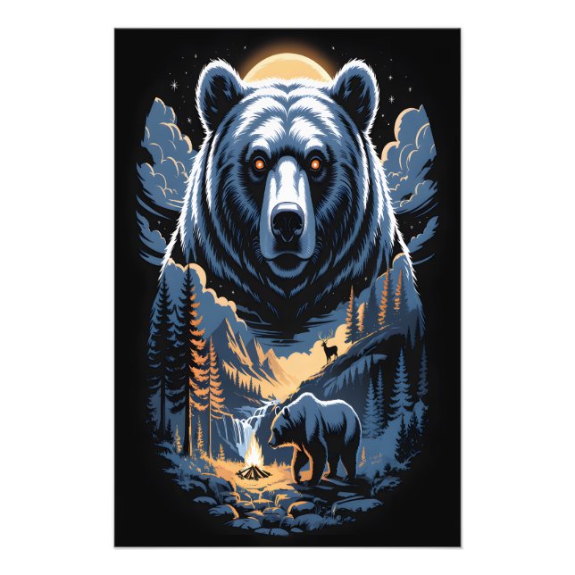 Two bears in the forest dark 3 fotodruck (Vorne)