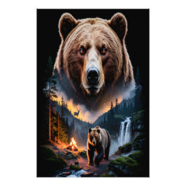 Two bears in the forest dark 5 fotodruck