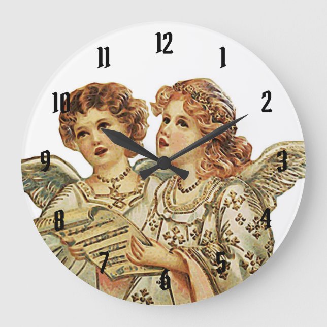 Two Beautful Angels Große Wanduhr (Vorderseite)