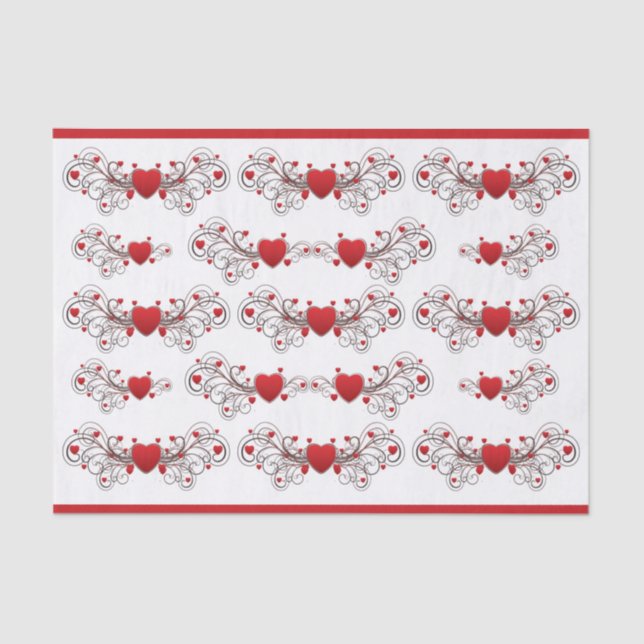 Two Become One Scrolled Hearts Seidenpapier (Vorderseite)