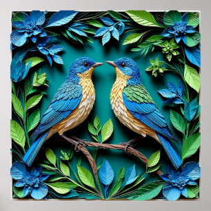 🕊️ Two Birds Papier Kunst Wanddekoration Geschenk Poster