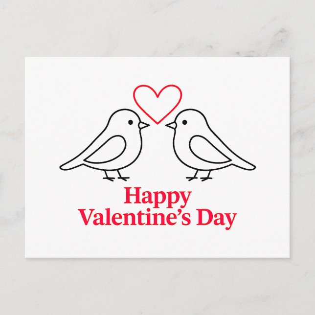 Two Birds with Heart – Valentine’s Day Card Design Postkarte (Vorderseite)