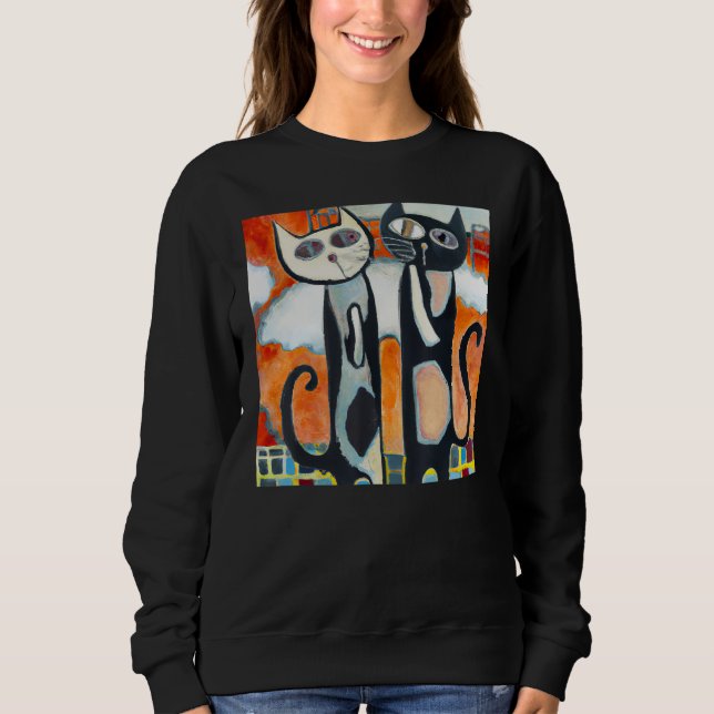 Two black cats humorous kitten sweatshirt (Vorderseite)