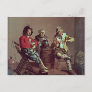 Two Boys und eine Girl Making Music, 1629 Postkarte