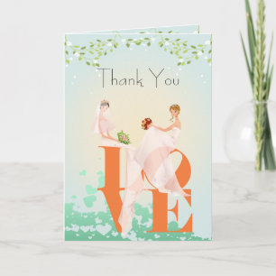 Two Brides LIEBE Lesbian Danke Hochzeitkarte