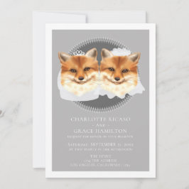 Two Brides Mrs. and Mrs. Fox Themed Wedding Ankündigung