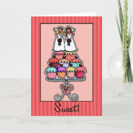 Two Brides on Cupcake Stack Karte