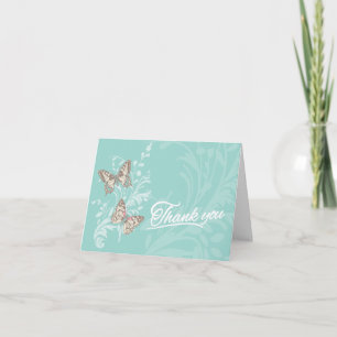 Two butterflies teal everyday thank you card dankeskarte