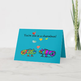 Two Cartoon Chameleon Blue Valentine Card Karte
