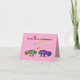 Two Cartoon Chameleon Pink Valentine Card Karte