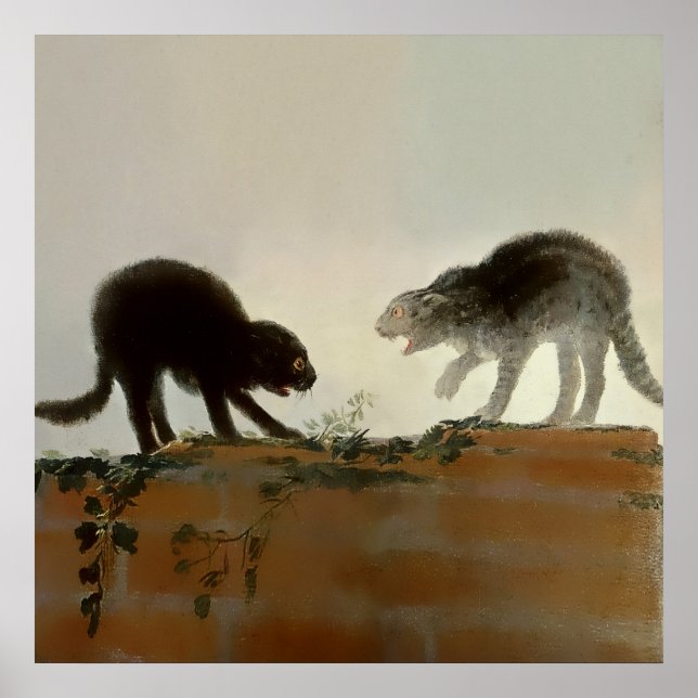 "Two Cats Fighting" von Francisco Goya Poster (Vorne)