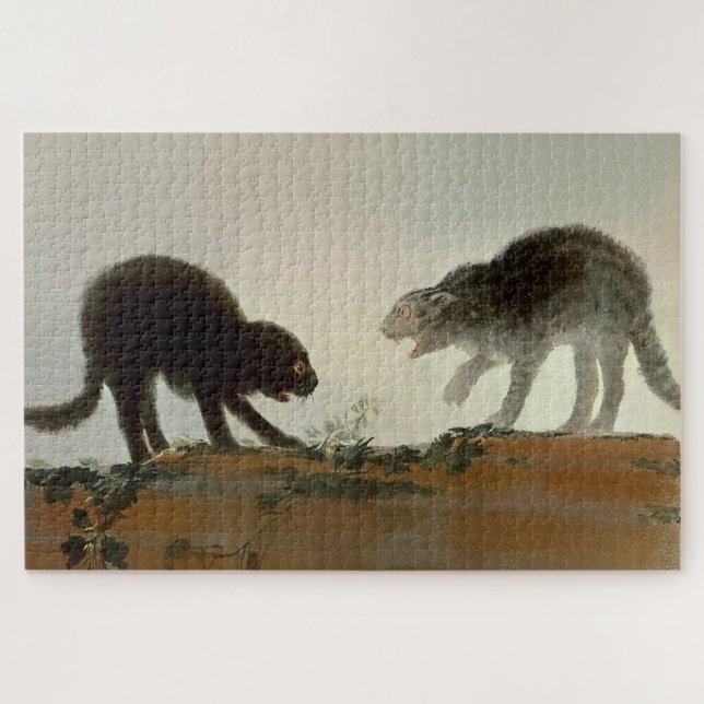 "Two Cats Fighting" von Francisco Goya Puzzle (Horizontal)