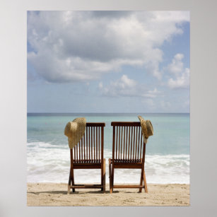 Two Chairs On Beach Barbados Poster