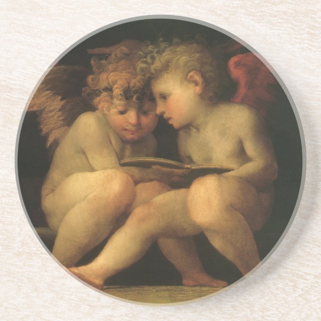 Two Cherubs Reading by Rosso Fiorentino, Angels Getränkeuntersetzer (Vorne)