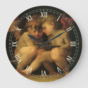 Two Cherubs Reading by Rosso Fiorentino, Angels Große Wanduhr