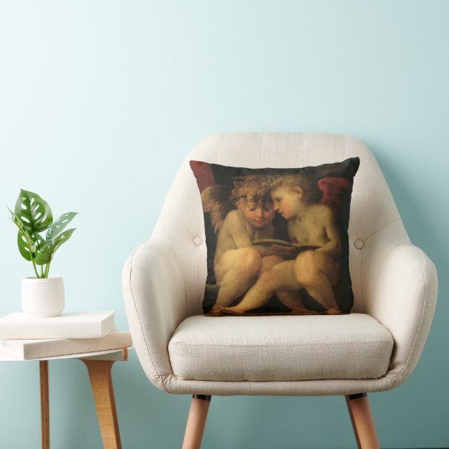Two Cherubs Reading by Rosso Fiorentino, Angels Kissen (Stuhl )