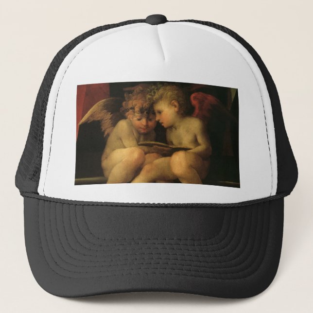 Two Cherubs Reading by Rosso Fiorentino, Angels Truckerkappe (Vorderseite)