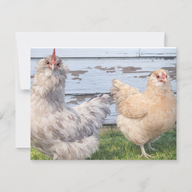 Two Chickens Cute Farm Note Cards Mitteilungskarte (Vorderseite)