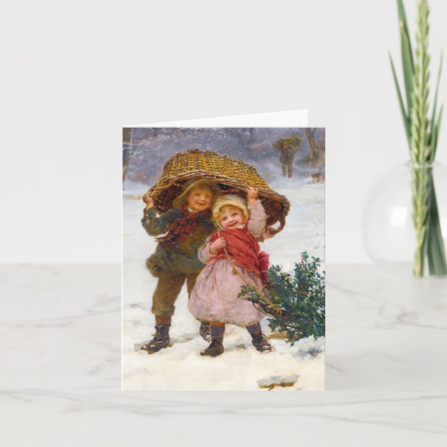 Two children in the snow by Frederick Morgan Karte (Vorderseite)