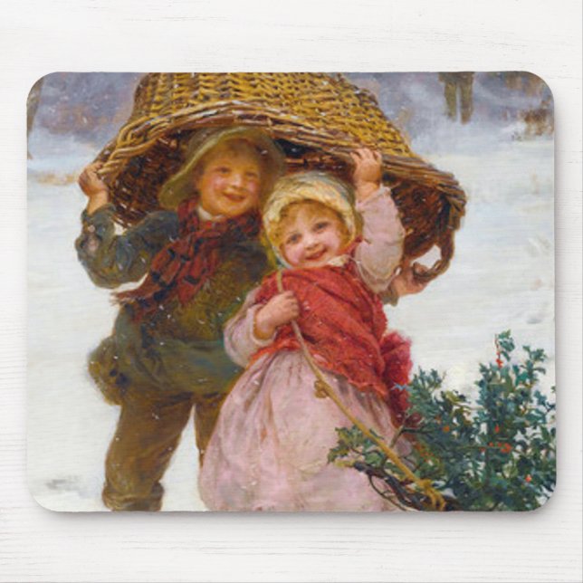 Two children in the snow by Frederick Morgan Mousepad (Vorne)