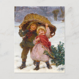 Two children in the snow by Frederick Morgan Postkarte