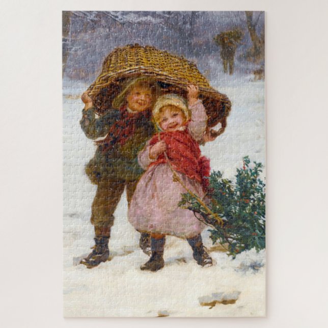 Two children in the snow by Frederick Morgan Puzzle (Vertikal)