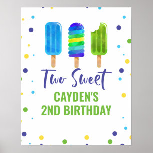 Two Cool 2. Geburtstag Eis Am Rande Blau Grün Poster