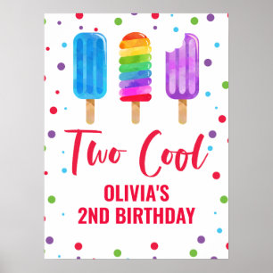 Two Cool 2. Geburtstag Regenbogen-Eislutscher Poster