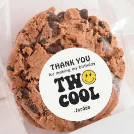 Two Cool 2nd Birthday Thank You Favor Runder Aufkleber
