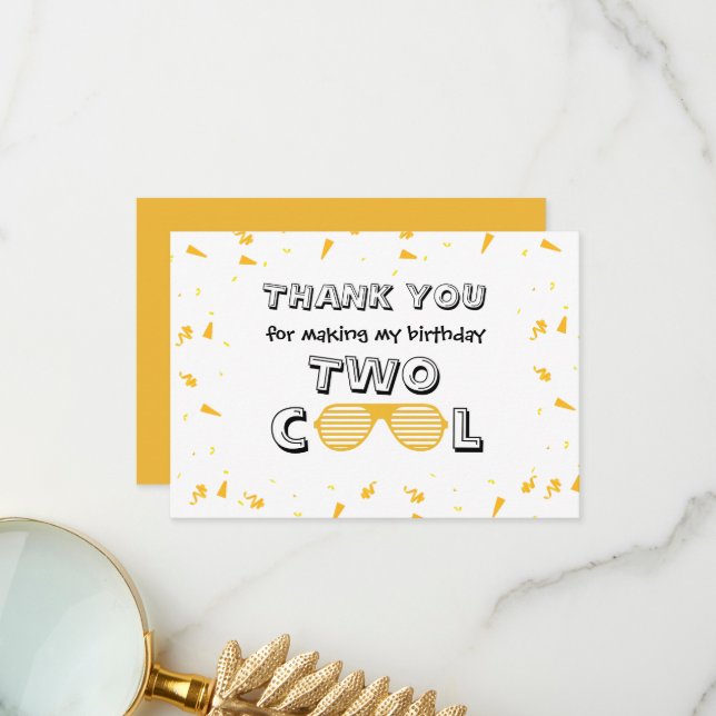 TWO Cool Sonnenbrille 2. Geburtstagsfeier Dankeskarte (Vorderseite/Rückseite Beispiel)