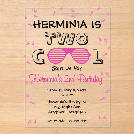 TWO Cool Sunglass 2nd Birthday Party Acryleinladungen