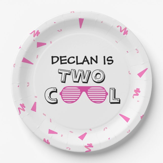 TWO Cool Sunglass 2nd Birthday Party Paper Plates Pappteller (Vorderseite)