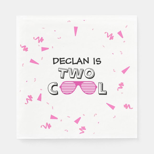 TWO Cool Sunglass 2nd Birthday Party Paper Plates Serviette (Vorderseite)
