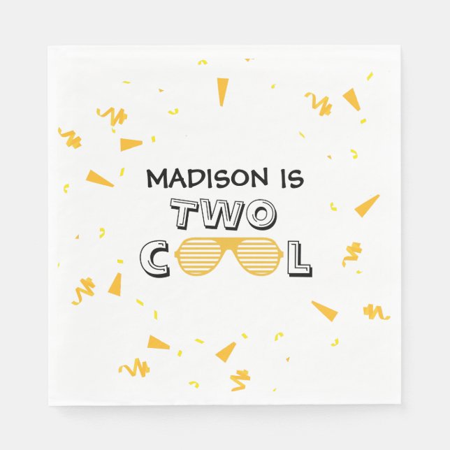 TWO Cool Sunglass 2nd Birthday Party Serviette (Vorderseite)