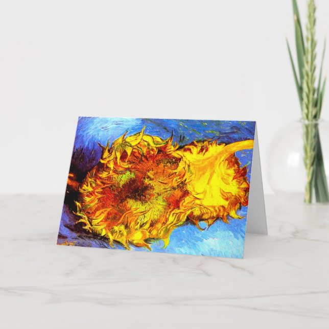 Two Cut Sunflowers Van Gogh Einladung (Vorderseite)